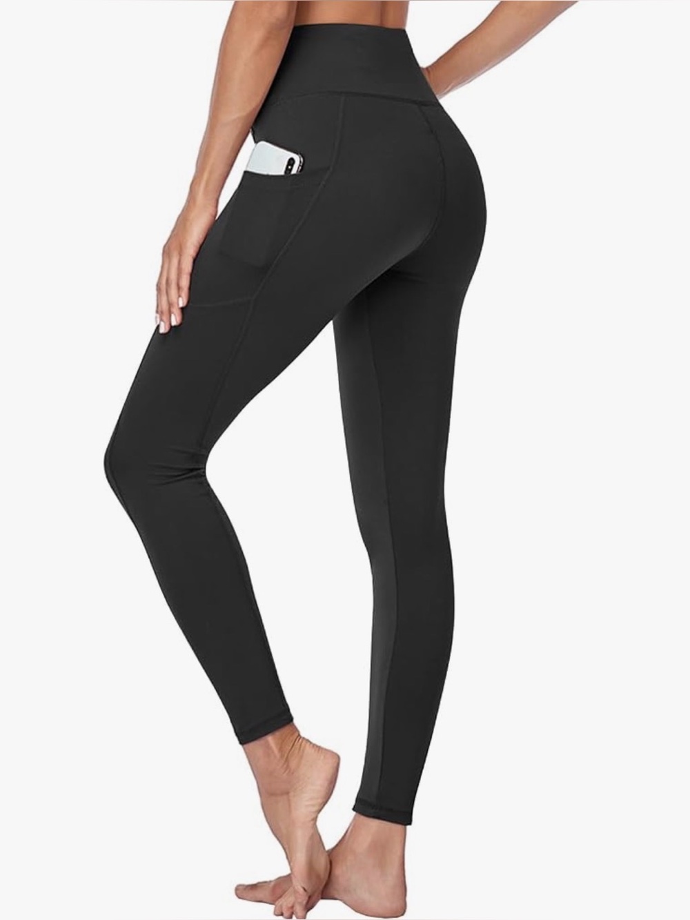 High-Waist Black Active Leggings with Side Pocket